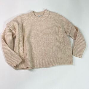 Madewell Sweater Womens Medium Heather Powder Wool Alpaca Havener Cable Pullover